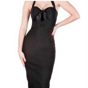 Stop Staring Black Halter Dress Pin Up Retro